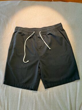 Men's Black Hybrid Swim Shorts with Drawstring